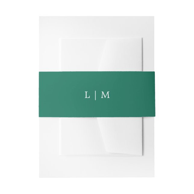 Simple Emerald Green Monogram Elegant Wedding Einladungsbanderole (Vorderseite Beispiel)
