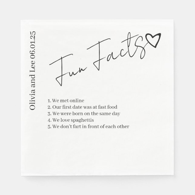 Simple Engagement Party Fun facts Name Wedding  Serviette (Vorderseite)