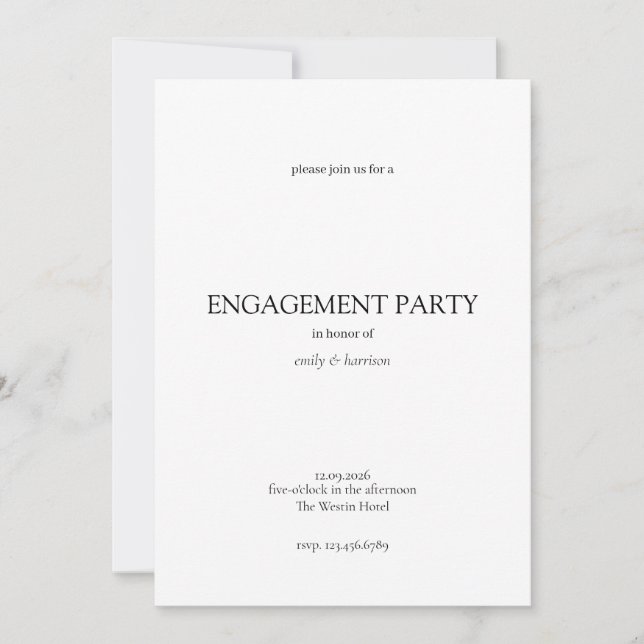 Simple Engagement Party Invitation Einladung (Vorderseite)