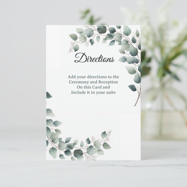 Simple Eucalyptus  Directions Enclosure Card Dankeskarte (Stehend Vorderseite)
