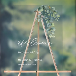 Simple Eucalyptus Leave Wedding Welcome Acrylschild