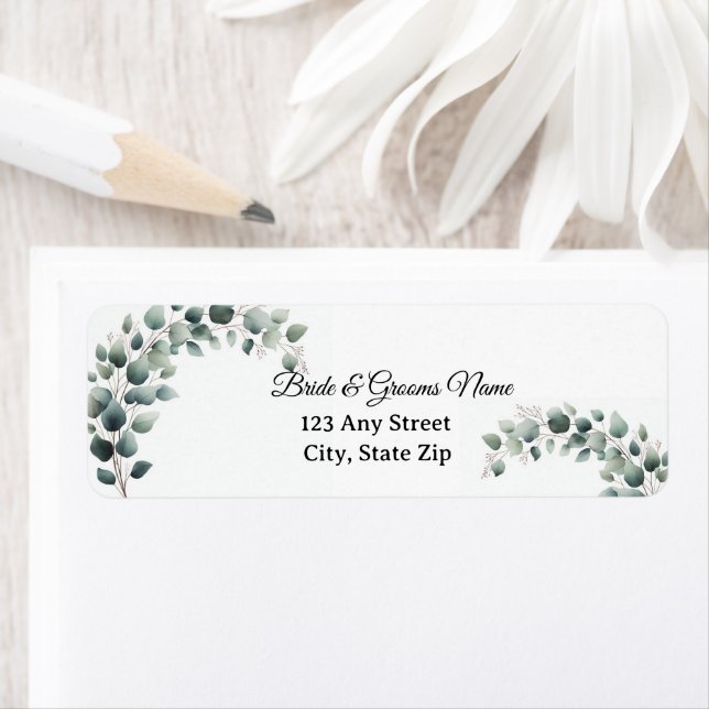 Simple Eucalyptus Wedding Return Address (Insitu)