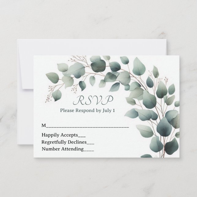 Simple Eucalyptus Wedding RSVP Card (Vorderseite)