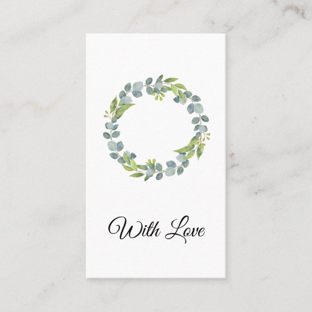 Simple Eucalyptus Wreath Wedding Card - Blank Visitenkarte (Vorderseite)