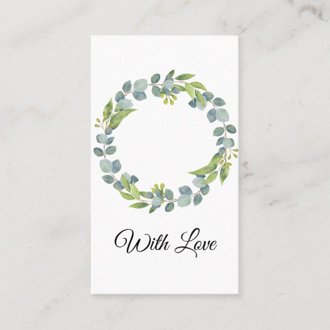 Simple Eucalyptus Wreath Wedding Card - Blank Visitenkarte (Vorderseite)