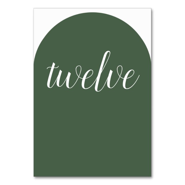 Simple Evergreen Rounded Tischnummer (Vorderseite)