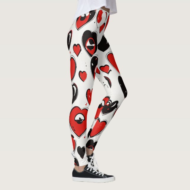 "Simple Eyes Emoji Pattern on Hard" Leggings (Rechts)