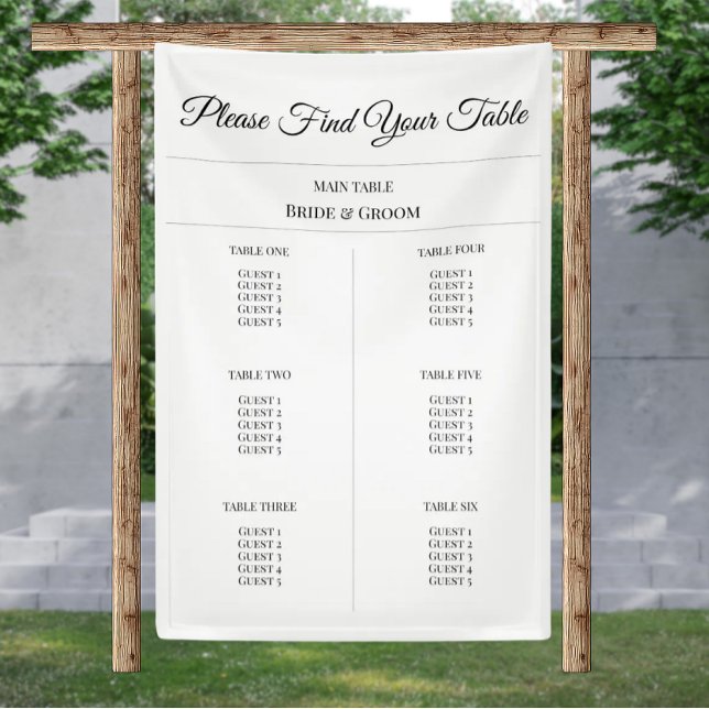 Simple Fabric Seating Chart - Custom Wedding Decor Banner (Fabric Seating Chart - Custom Wedding Banners)