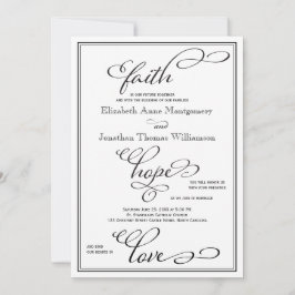 Simple Faith Hope Liebe Script Hochzeitseinladung Einladung