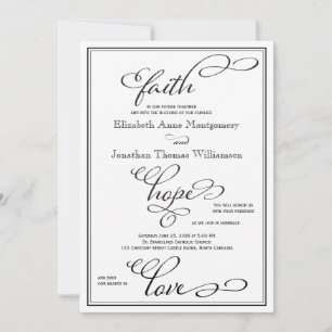 Simple Faith Hope Liebe Script Hochzeitseinladung Einladung