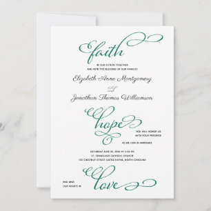 Simple Faith Hope Liebe Script Hochzeitseinladung Einladung