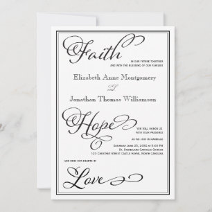 Simple Faith Hope Liebe Script Hochzeitseinladung Einladung