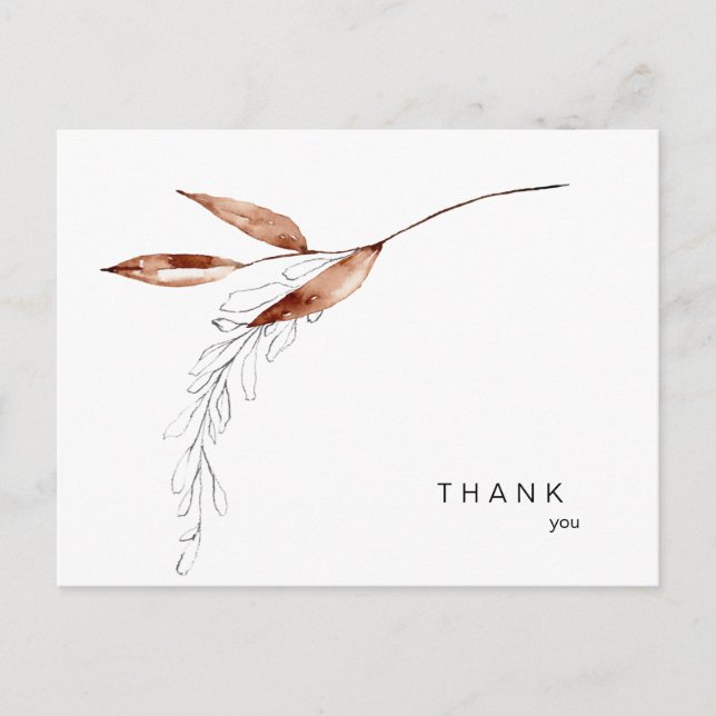 Simple Fall Foliage Funeral Thank You  Postkarte (Vorderseite)