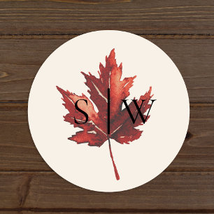 Simple Fall Leaf Cream Wedding Umschlag Aufkleber