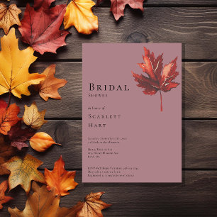 Simple Fall Leaf Mauve Wedding Brautparty Einladung