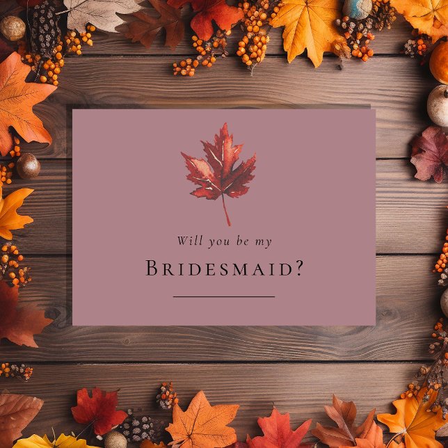 Simple Fall Leaf Mauve Wedding Bridesmaid Vorschla Einladung (Von Creator hochgeladen)