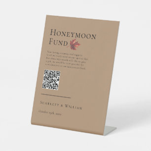 Simple Fall Leaf Terracotta Wedding Honeymoon Fund Sockelschild