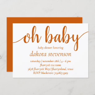 Simple Fall Oh Baby   Burnt Orange Script Dusche Einladung
