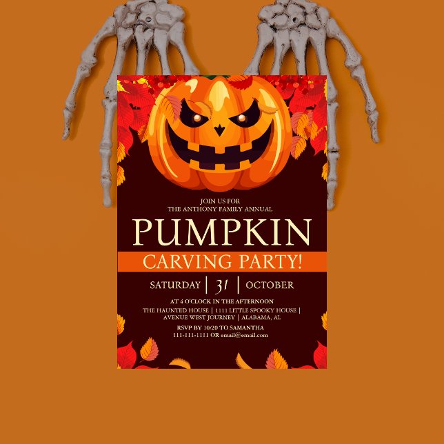 Simple Fall Pumpkin Carving Party Halloween Spooky Einladung (Von Creator hochgeladen)
