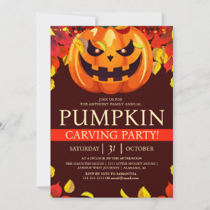 Simple Fall Pumpkin Carving Party Halloween Spooky Einladung