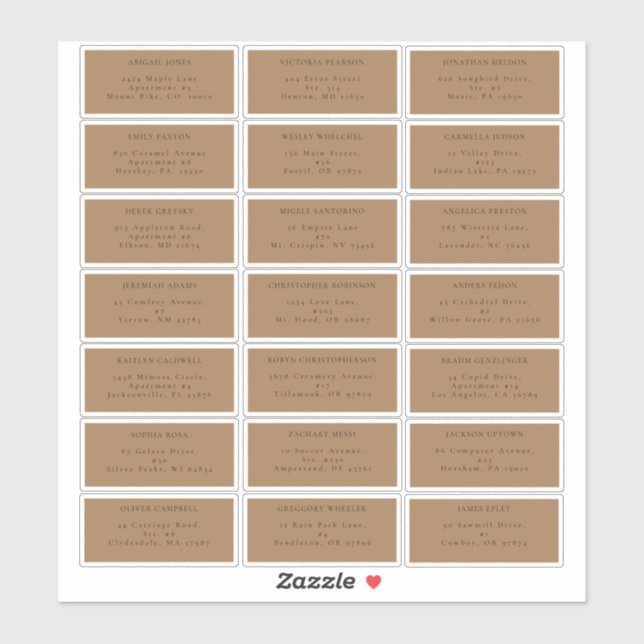 Simple Fall Terracotta Wedding Guest Address Label (Blatt)