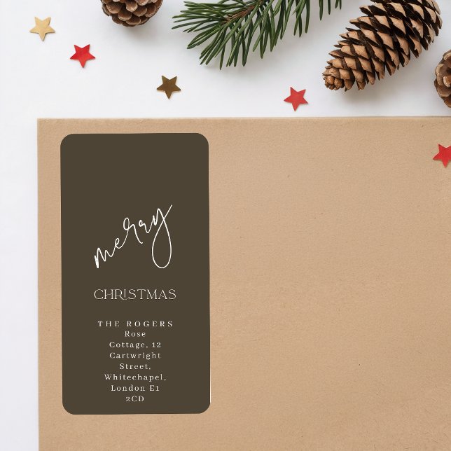 Simple Family Merry Christmas Return Address Adressaufkleber (Von Creator hochgeladen)
