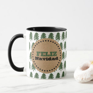 Simple Feliz Navidad Christmas Tree Tasse