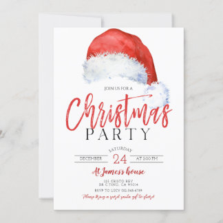 Simple Festive Santas Hat Weihnachts-Party Einladung