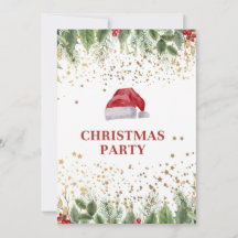Simple Festive Santas Hat Weihnachts-Party Invitat