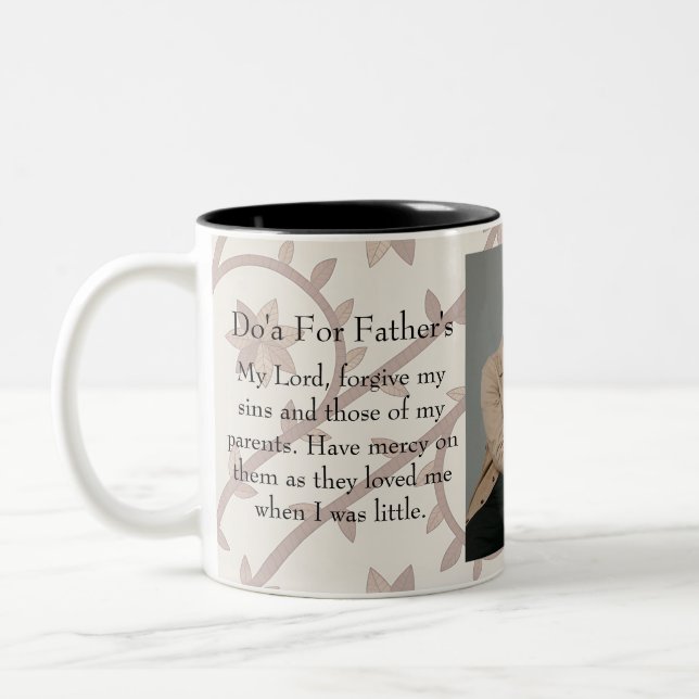 Simple First Father's Day Picture Collage Zweifarbige Tasse (Links)