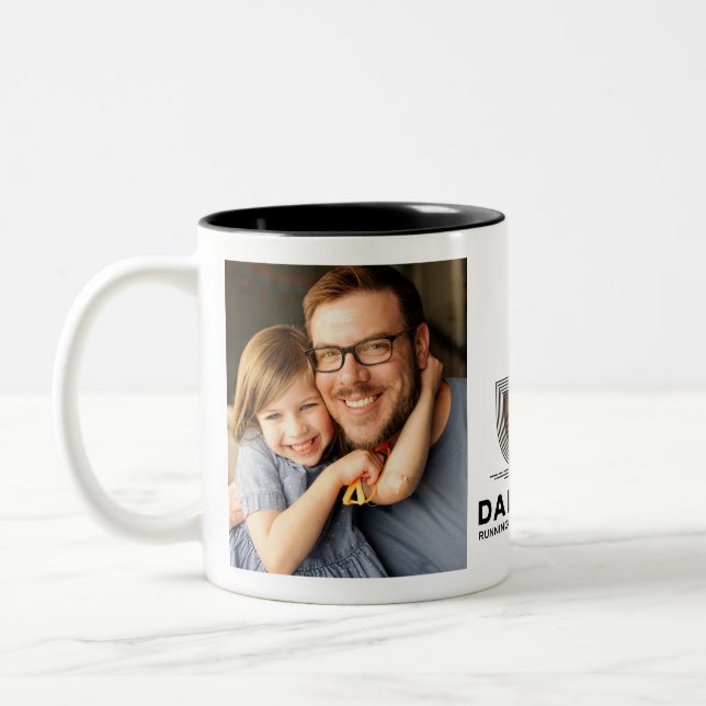 Simple First Father's Day Picture Collage Zweifarbige Tasse (Links)