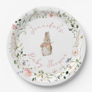 Simple Floral Baby Bunny Baby Dusche Pappteller