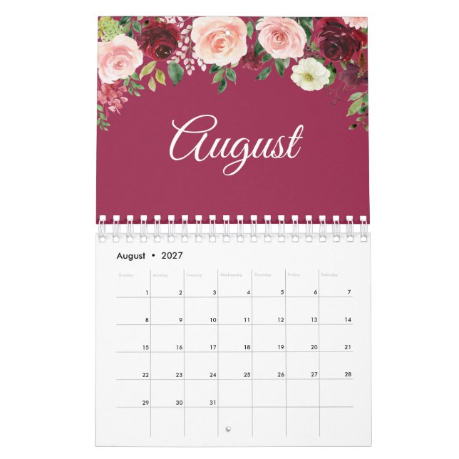 Simple floral family photo 2024 kalender (Aug 2027)