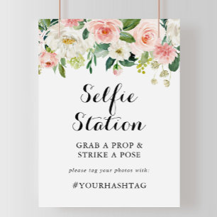 Simple Floral Green Foliage Selfage Station Sign Poster