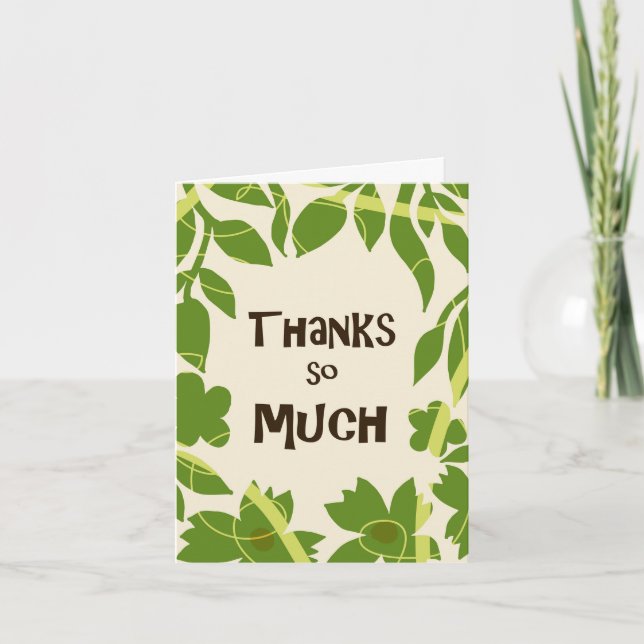 Simple Floral Green leaves Thank You Card (Vorderseite)