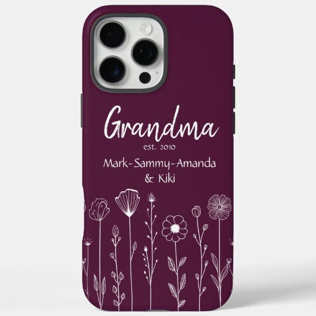 Simple Floral Nana Custom Title Case-Mate iPhone Hülle (Rückseite)