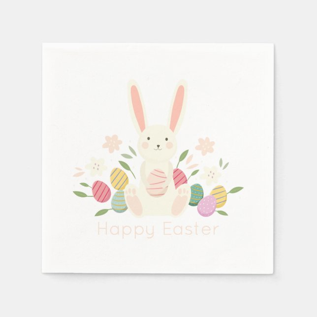Simple Floral Oaster Bunny | Serviette (Vorderseite)