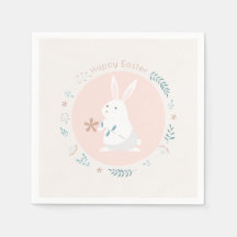 Simple Floral Oaster Bunny | Serviette