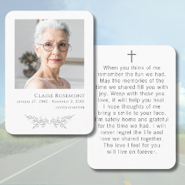 Simple Floral Photo Cross Prayer Card Visitenkarte