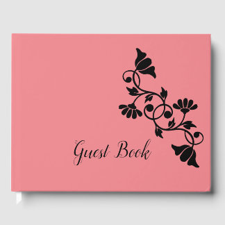 Simple Floral Salmon Guest Book Gästebuch