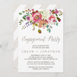 Simple Floral Watercolor Bouquet Engagement Party Einladung