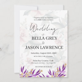 Simple flower Black & White Wedding Invitation Einladung