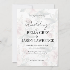 Simple flower Black & White Wedding Invitation Einladung