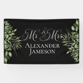 Simple Foliage Mr. & Mrs. Wedding Banner