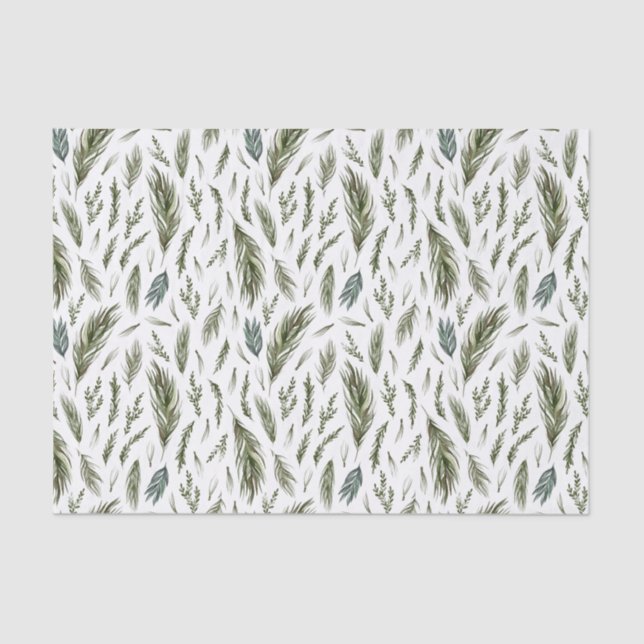 Simple Forest Botanicals Aquarellen Weihnachten Seidenpapier (Vorderseite)