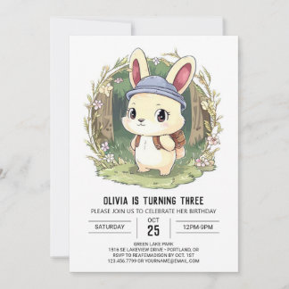 Simple Forest Bunny Digital Geburtstag Einladung