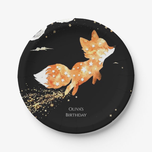 Simple Forest Fox Birthday Pappteller (Vorderseite)