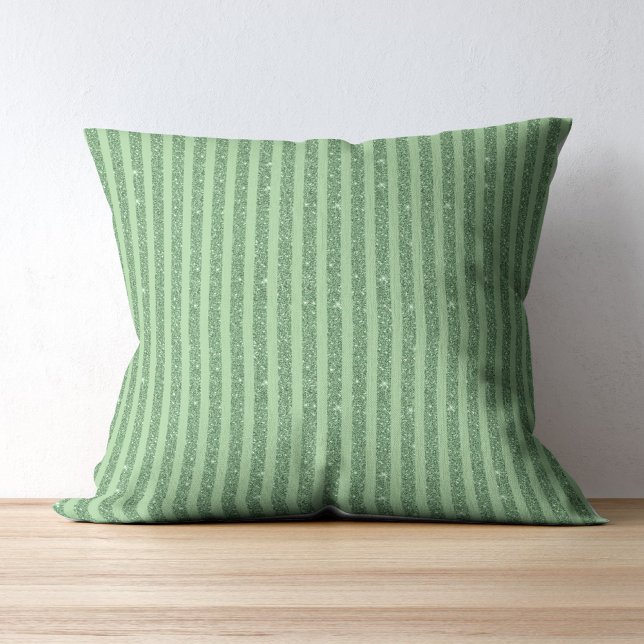 Simple Forest Green Glitter Style Vertical Stripes Kissen (Von Creator hochgeladen)