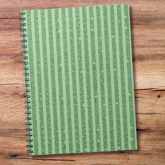 Simple Forest Green Glitter Style Vertical Stripes Notizblock (Von Creator hochgeladen)