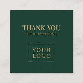 Simple Forest Green & Gold Vielen Dank Quadratische Visitenkarte